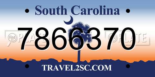 7866370 South Carolina License Plate