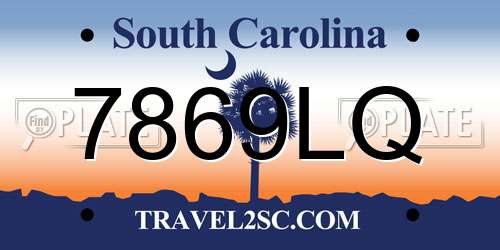 7869LQ South Carolina License Plate