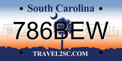 786BEW South Carolina License Plate