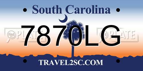 7870LG South Carolina License Plate