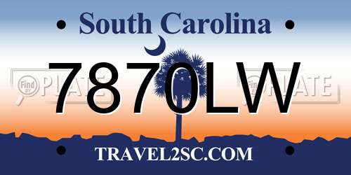 7870LW South Carolina License Plate
