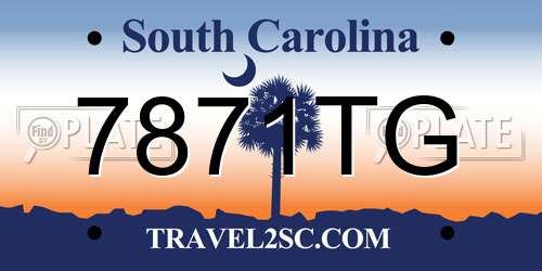 7871TG South Carolina License Plate