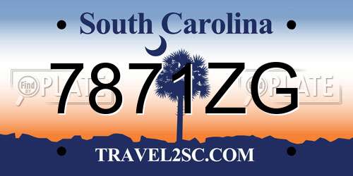 7871ZG South Carolina License Plate