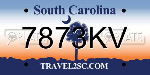 7873KV South Carolina License Plate