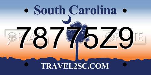 78775Z9 South Carolina License Plate