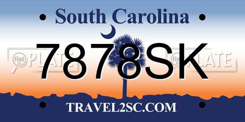 7878SK South Carolina License Plate