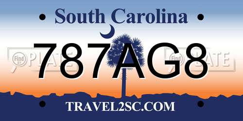 787AG8 South Carolina License Plate