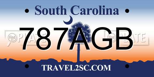 787AGB South Carolina License Plate