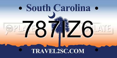 787IZ6 South Carolina License Plate