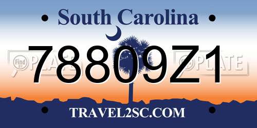 78809Z1 South Carolina License Plate