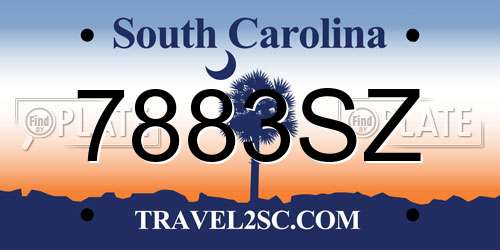 7883SZ South Carolina License Plate