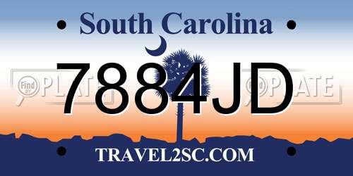 7884JD South Carolina License Plate