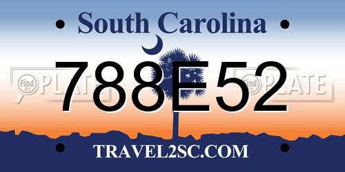 788E52 South Carolina License Plate
