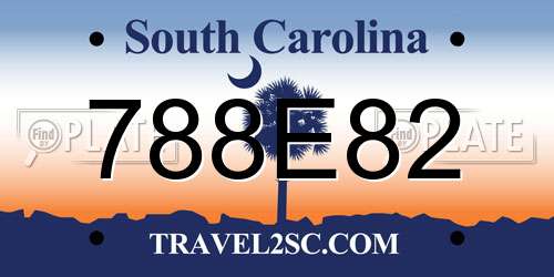 788E82 South Carolina License Plate