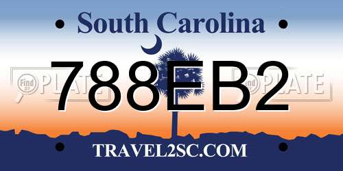 788EB2 South Carolina License Plate