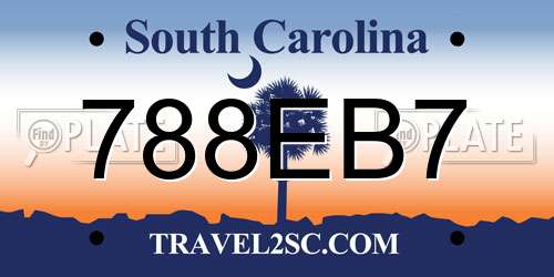 788EB7 South Carolina License Plate