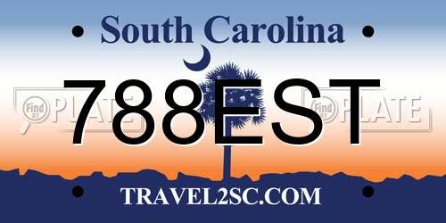 788EST South Carolina License Plate