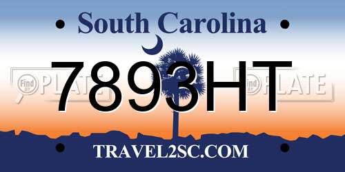 7893HT South Carolina License Plate