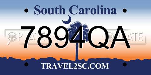7894QA South Carolina License Plate