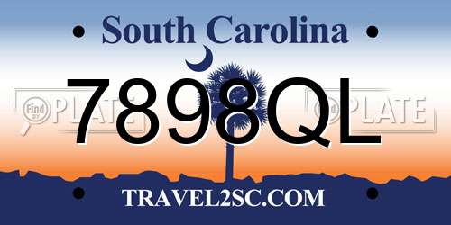 7898QL South Carolina License Plate