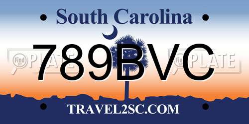 789BVC South Carolina License Plate