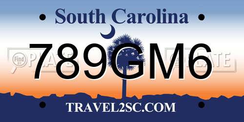789GM6 South Carolina License Plate