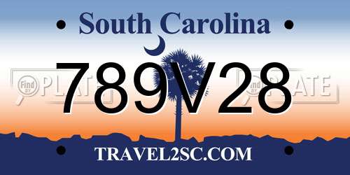789V28 South Carolina License Plate