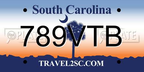 789VTB South Carolina License Plate