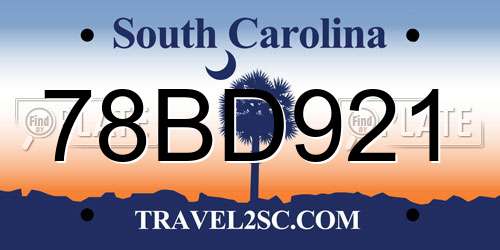 78BD921 South Carolina License Plate