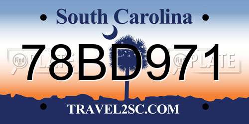 78BD971 South Carolina License Plate