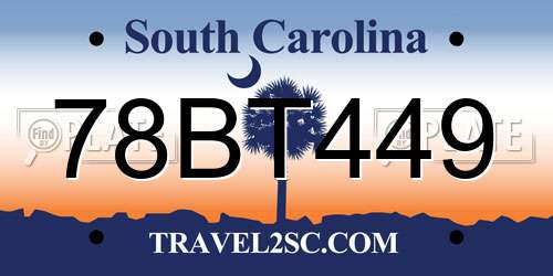 78BT449 South Carolina License Plate