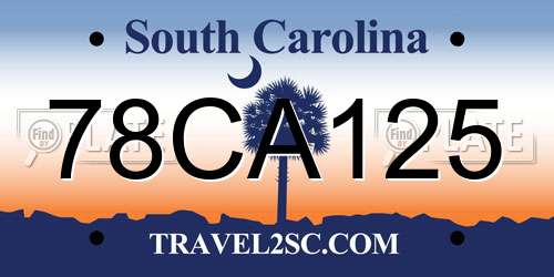 78CA125 South Carolina License Plate