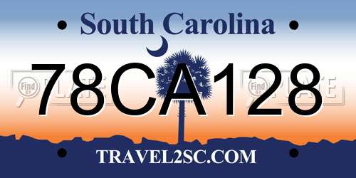 78CA128 South Carolina License Plate