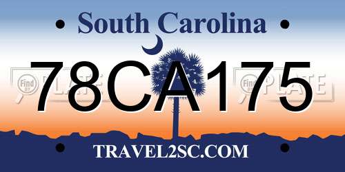 78CA175 South Carolina License Plate