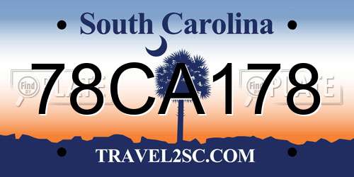 78CA178 South Carolina License Plate