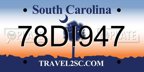 78DI947 South Carolina License Plate