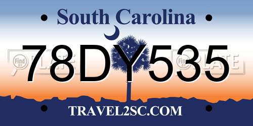 78DY535 South Carolina License Plate