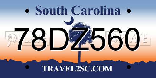 78DZ560 South Carolina License Plate