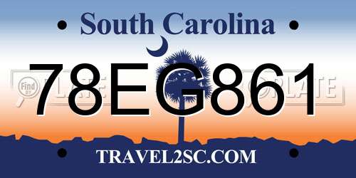 78EG861 South Carolina License Plate