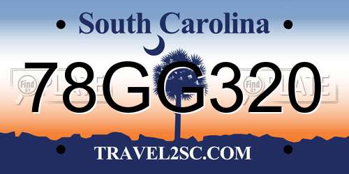 78GG320 South Carolina License Plate