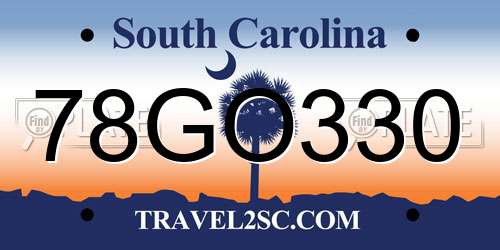 78GO330 South Carolina License Plate