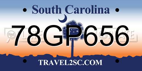78GP656 South Carolina License Plate