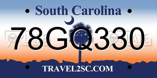 78GQ330 South Carolina License Plate