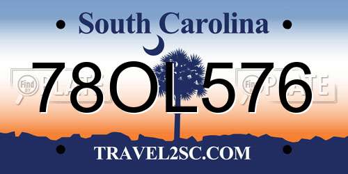 78OL576 South Carolina License Plate