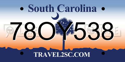 78OY538 South Carolina License Plate