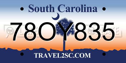78OY835 South Carolina License Plate