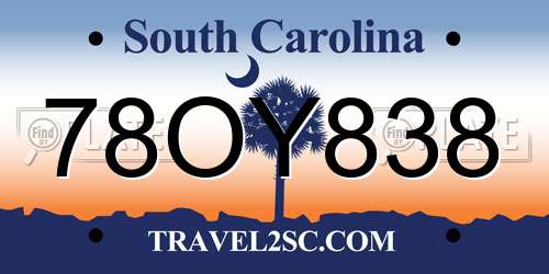 78OY838 South Carolina License Plate