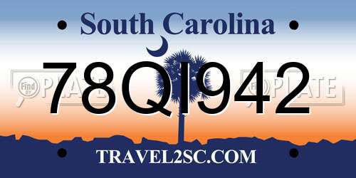 78QI942 South Carolina License Plate