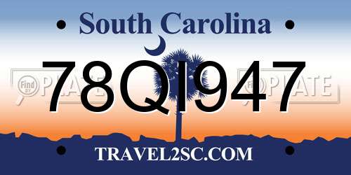 78QI947 South Carolina License Plate