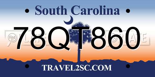 78QT860 South Carolina License Plate
